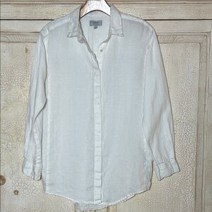 Touch Linen Women’s Button Long Sleeve Shirt White Size S 100% Linen Made In USA